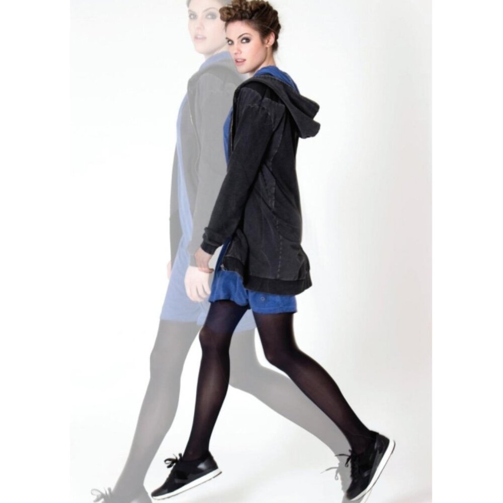 Anthro Numph Patty Jacket Distressed Edgy Patchwork Faux Leather Hoodie Sweater